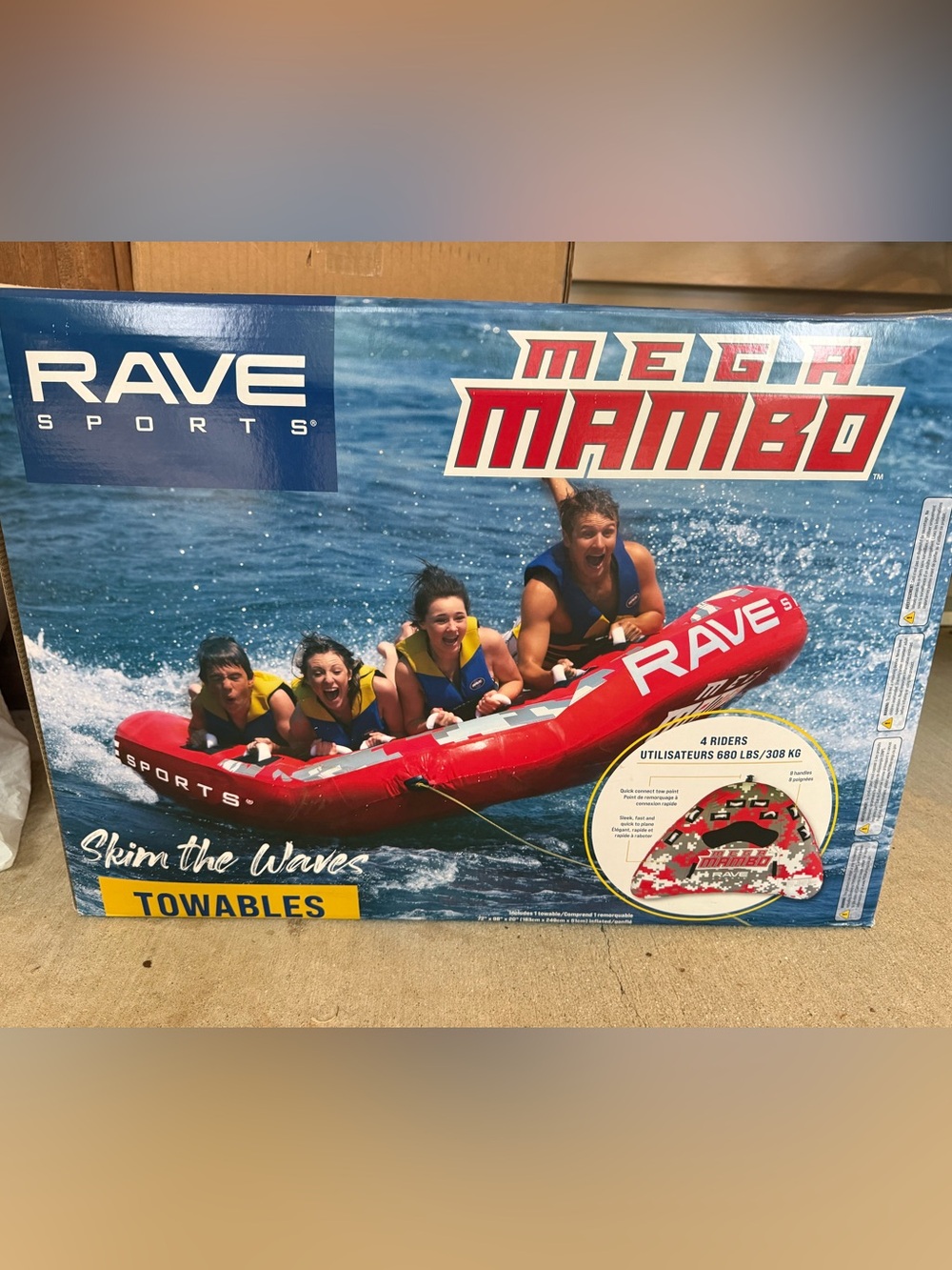 Rave Sports Mega Mambo 4person Red Towable Tube NIB